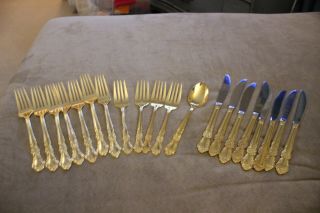 CAMBRIDGE STAINLESS GOLD ALYSSA ELECTROPLATE FLATWARE 20 Assorted 2