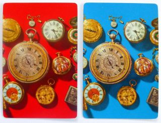 Pair Vintage Swap Cards.  Antique Pocket Fob Watches.  1950s Gilt Edge Arrco.