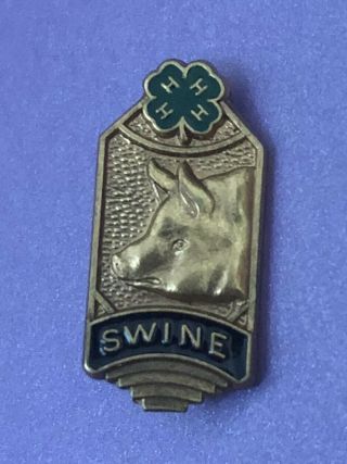 Vintage 4 - H Swine Award Lapel Pin Prize Winning Pig Or Hog - 4h Club Honor