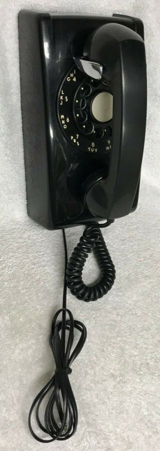 Vintage 1950s Western Electric A/b 554 5 - 59 Black Rotary Dial Wall Mount Phone