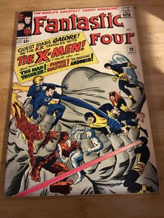 Fantastic Four 28 (1964,  Marvel) 1st X - Men Crossover Fn/fn,