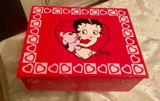 Rare Vintage Collectible 2006 Betty Boop Red Wooden Jewelry Trinket Box