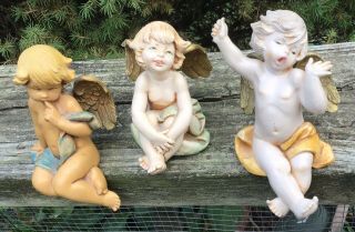 Set Of 3 Fontanini Simonetti Cherubs Angels Putti Shelf Sitter Sitting Figures