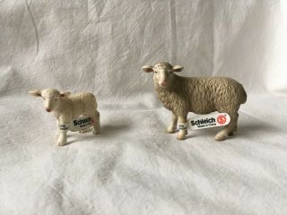 Set Of 2 Schleich - Sheep And Lamb - 13283 & 13285 - W/ Tags