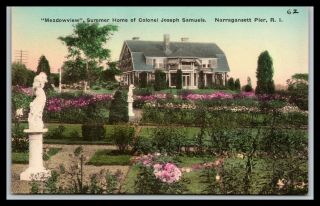 Narragansett Pier Ri " Meadowview " Summer Home Of Col Joseph Samuels Postcard A34