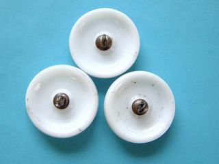 3 x 23mm Vintage White Glass Buttons With Raised Enamelled Teddy Bears 3