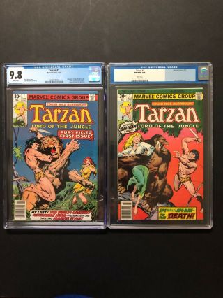 Tarzan,  Lord Of The Jungle 1 & 2 (1977) Cgc 9.  8 Nm/mt Wp Sharp Copies