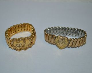 2 Vintage Gold Filled Wwii Sweetheart Stretch Band Bracelets