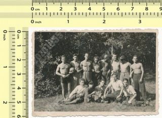 1930s Handsome Beefcake Shirtless Muscular Men Ball Guys Beach Gay Int Old Photo