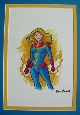 Betty As Captain Marvel Art By Dan Parent Signed.  Matted