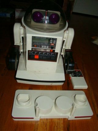 Vintage Toy C1984 Tomy Omnibot Robot W Tray & Remote Parts Repair No Battery