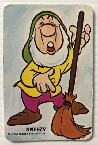 Vintage 70s Walt Disney Swap Card: Sneezy From Snow White & The 7 Dwarves