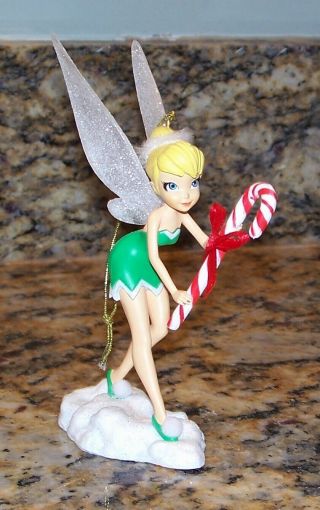 Disney Peter Pan Tinker Bell Holding Candy Cane Grolier Christmas Tree Ornament