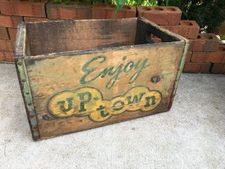 Vintage Wooden Soda Crate Enjoy Uptown Lemon Lime Up Town Wood Box