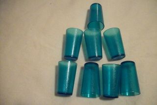 8 Vintage Texan Texas Ware Turquoise 12 Oz Tumblers Stackable Plastic Glasses
