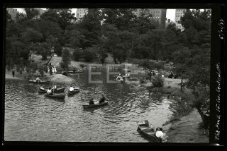1933 Central Park Pond Boats Manhattan Nyc York City Old Photo Negative S233