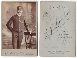 Cabinet Card Photograph Midland Railway Worker By Lambert Of Camden Town