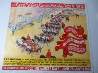 Schlitz Milwaukee Circus Parade Poster 1973