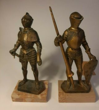 Medieval Knight Resin Statue Figurines 9 " Tall Carrara Marble Base · Italy