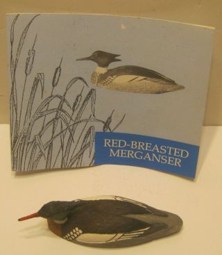 1982 Franklin Gallery Miniature Duck Decoy Red Breasted Merganser With Insert Nr