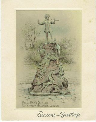 A Allan ? Artist Signed Vintage Christmas Card Peter Pans Statue London M & L