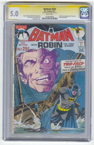 Batman 234 Cgc 5.  0 Signature Ss Neal Adams 1st Silver Age Two - Face White Pages