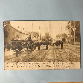 Wappingers Falls York Ny Rppc Real Photo Postcard 1907 Fire Wagon Horses