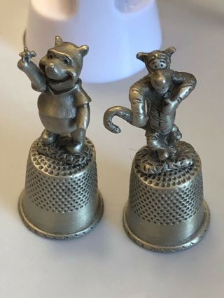 Thimbles Vintage Pewter Tigger And Winnie The Pooh Marked Disney