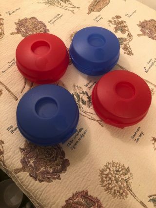 Tupperware Round Red And Blue Sandwich Bagel Salad Fruit Keeper Containers/4