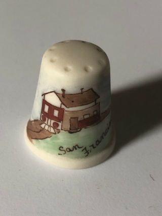 Thimble Hand Painted By Coral San Francisco Tree And Train House