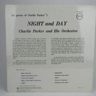 Charlie Parker And His Orchestra ‎– Night And Day 1961 Lp - -