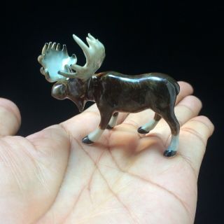 Moose Ceramic Figurine Collectibles Dollhouse Miniature Hand Painted Deer Charm