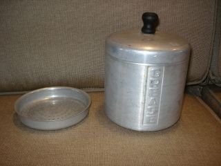 Vintage Brushed Aluminum Grease Jar Canister With Strainer