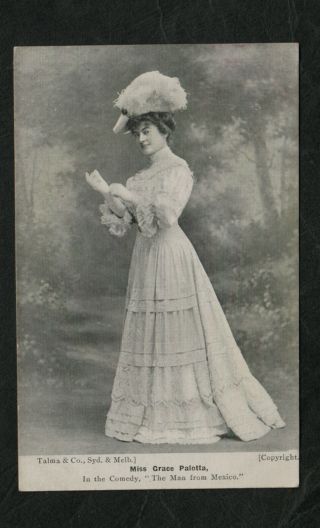 S1339) 1906 Australian Postcard Of Edwardian Actress " Miss Grace Palotta "