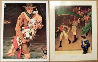 2 Norman Rockwell Prints Boy Scouts Of America 182 - 191 182 - 193 11 " X14 "