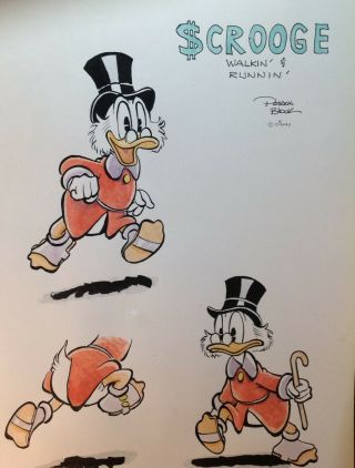 Uncle Scrooge Mcduck Model Art Ink & Watercolor Pat Block Disney Artist