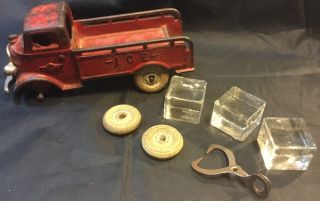Vintage Arcade Cast Iron Red Ice Truck All 6.  5” Nr