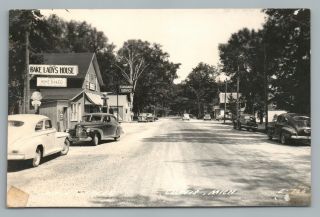 Curtis Mi Gas Service Station Rppc Nelsons Ice Cream Sign—manistique Lakes Photo