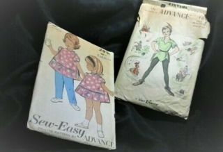 Vintage 1940s Advance Sewing Pattern 2291&709 Toddler 