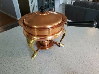 Vintage Brass & Copper Chaffing Dish W/lid Double Boiler