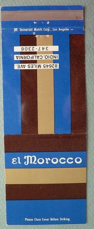 Vintage Matchbook Cover El Morocco Motor Hotel Indio California Ca Map Inside