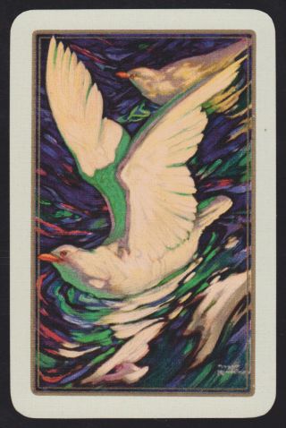 1 Single Vintage Swap/playing Card Bird Seagulls Artist Signed Rowntree