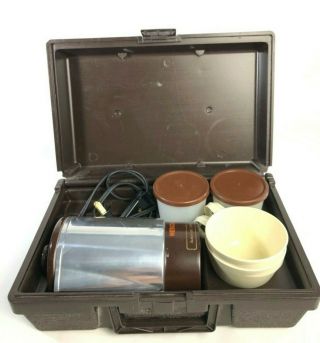Vintage Nesco Portable Coffee Maker Car Home ' n Away Camping Travel Kit w/Case 2