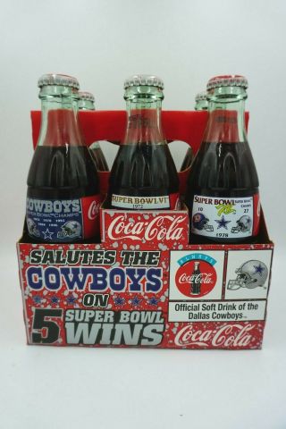 Dallas Cowboys 5 Bowl Wins Coke Coca - Cola 6 Pack Of Bottles