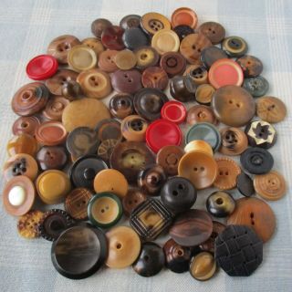Assortment Of Over 80 Vintage Vegetable Ivory Buttons