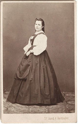 Vintage 1860s Cdv Austrian Lady In Typical Period Fashion By Dr.  Heid