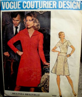 Vintage Vogue Couturier Belinda Bellville Dress Pattern 1103 Sz 12