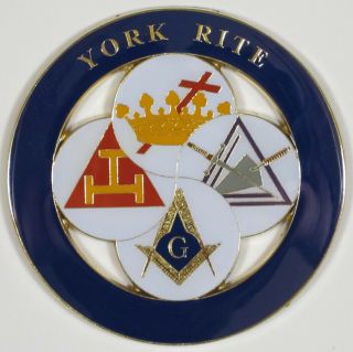 Auto Emblem York Rite Metal Enamel Freemason Mason Masonic