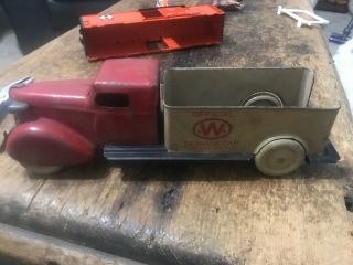 Vintage Old Barn Find Antique Wyandotte Pressed Steel Metal Service Truck Toy