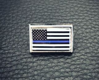 Thin Blue Line American Flag Police Lapel Pin Tie Tac Hat Pin Support Police